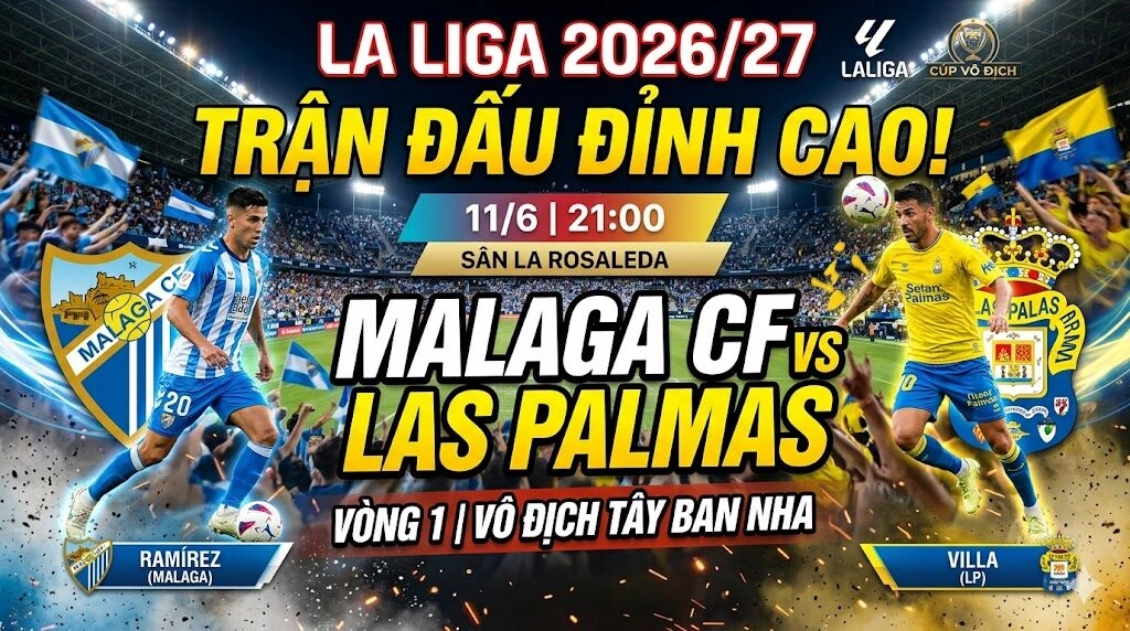 Soi kèo trận đấu giữa Malaga vs Las Palmas ngày 11/6 tại La Liga 2026/27